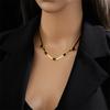 DIEYURO 316L Stainless Steel Gold Heart Pearl Pendant Necklace For Women Punk Street Rustproof Neck Jewelry Party Gift