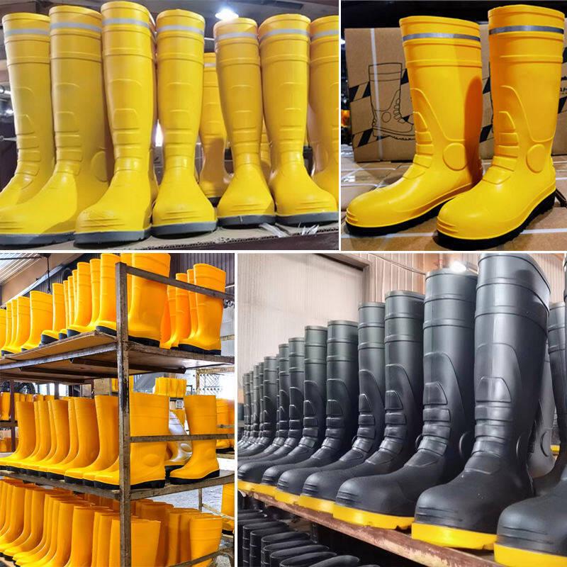 PVC Steel Toe Anti-Slip Safety Boots: Smash, Puncture, Static Resistant, Acid & Alkali Proof, High-Top Protective Work Wear.