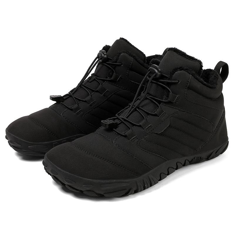 2024 outdoor snow boots men's new winter non-slip waterproof velvet warm cotton shoes women's thick-soled barefoot five-finger shoes