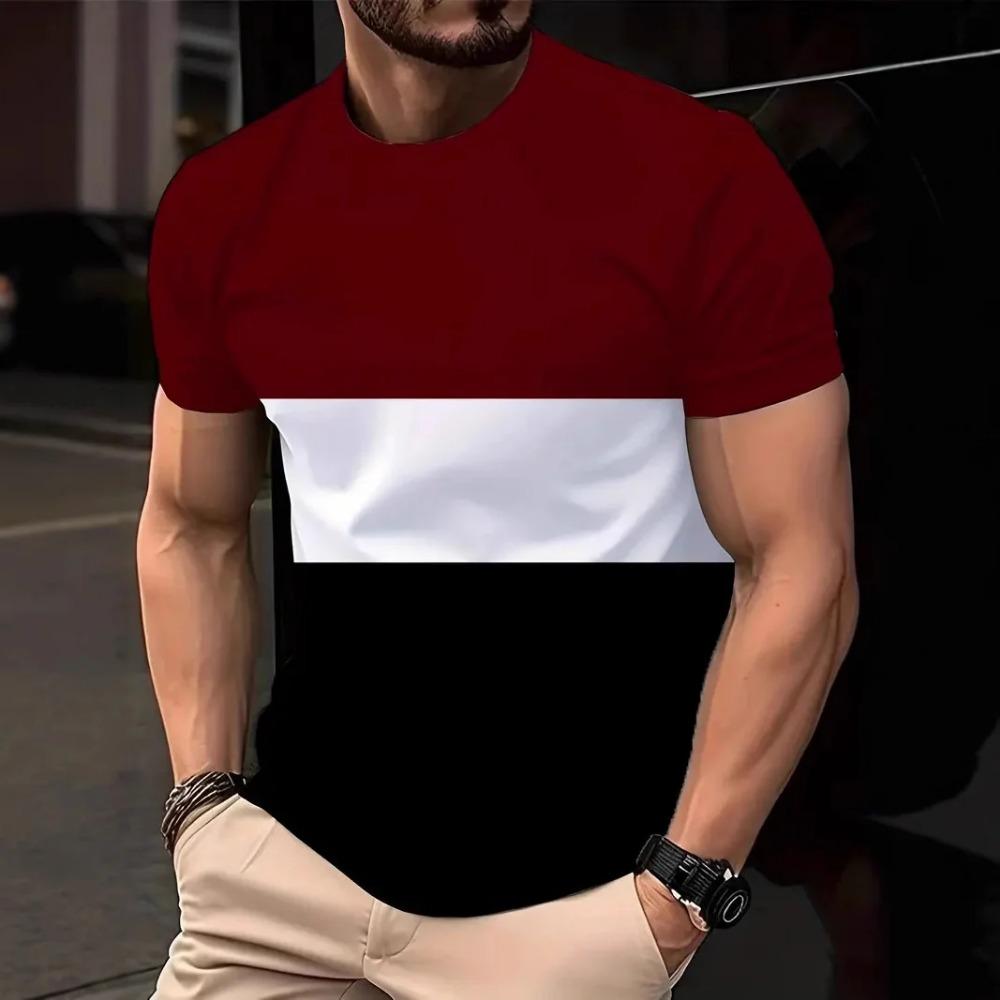 Men's 3D Printed Pattern T-shirt Breathable Lightweight Fabric Regular Edition Round Neck Short Sleeve Comfort Edition T-shirt