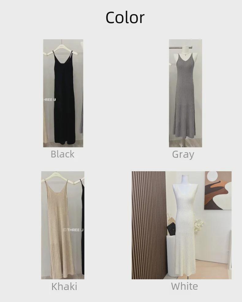Women's Summer White Knitted V-Neck Suspender Dress - Slim, Sexy, Pure Desire Style