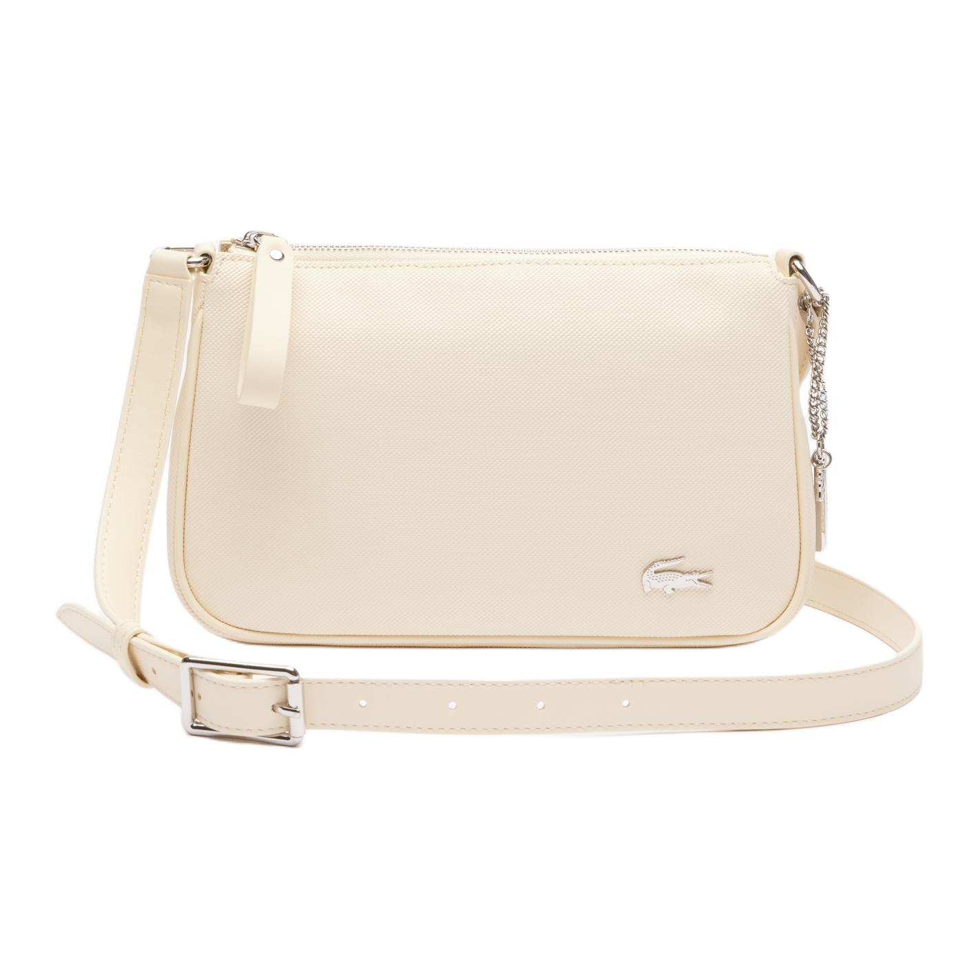 Lacoste Solid Color Casual Textured Coated Polyester Crossbody Bag Women bags White NF4369DB-M97 White
