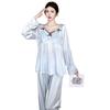 New Summer Ice Silk Pajamas Set Women's Spring and Autumn Senior Sense Simulation Silk Loungewear Long Sleeves Trousers with Chest Pads