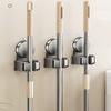 Suction Cup Mop Broom Holder Wall Mounted No Punching Bathroom Organizer With Anti-Slip Silicone Clamp
