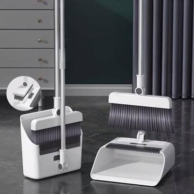 Broom Dustpan Set with Built-in Comb Teeth Adjustable Long Handle 180 Degree Rotating Broom Head Broom Dustpan Kit