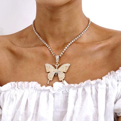 Kadın Taklidi Kakma Kelebek Kolye Zincir Kolye Parti Takı Hediye