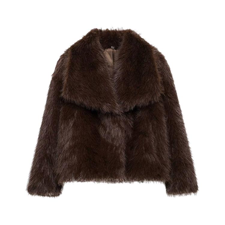 Women's Faux Fur Lapel Coat - Spring European & American Fashion, Loose Fit Hot Style
