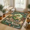 Dinosaur Theme Crystal Velvet Rug Personalized Custom Name Text Soft Floor Mat Home Decor