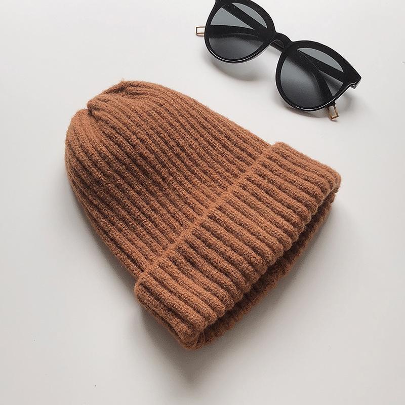 Tiantiandai Winter Candy Color Light Board Wool Hat Thickened Warm Vertical Strip Pointed Knitted Hat Casual and Versatile