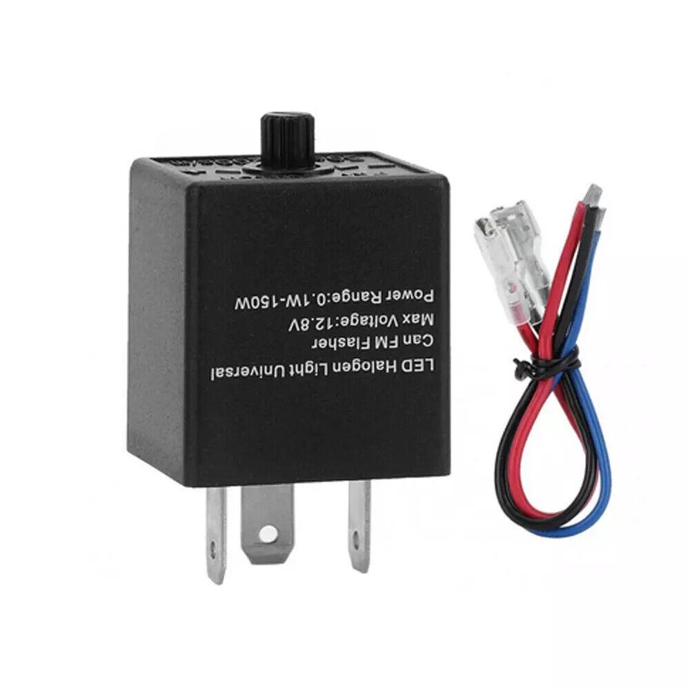 3-Pin LED Adjustable Flasher Relay w/Wire Unit Car Motorcycle Turn Signal Light