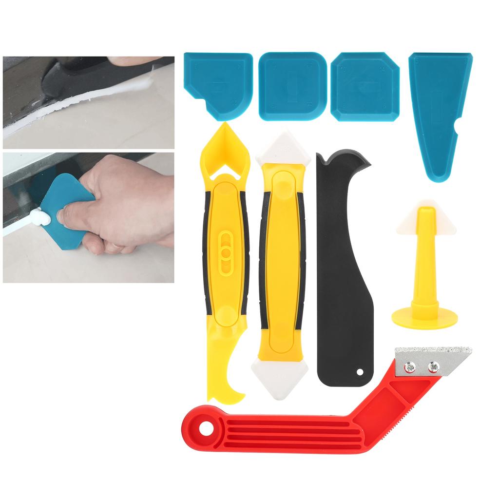 9pc Set Caulking Finisher Tool Multi Functional Silicone Sealant Spatula Scraper Filler Kit