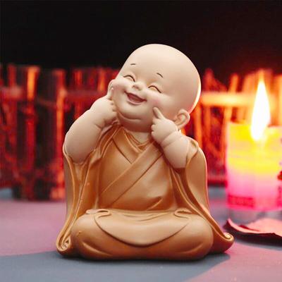 Little Monk Figurine Mini Statue Cute Buddha Monk Statue Adorable Baby Little Monk Decoration Creative Little Ornament Statue