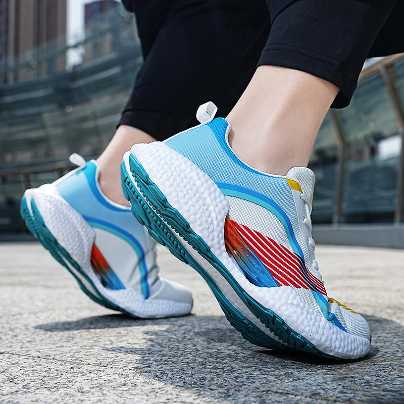 Popcorn mesh breathable casual shoes springback soft sole running shoes new shock-absorbing sports student test new