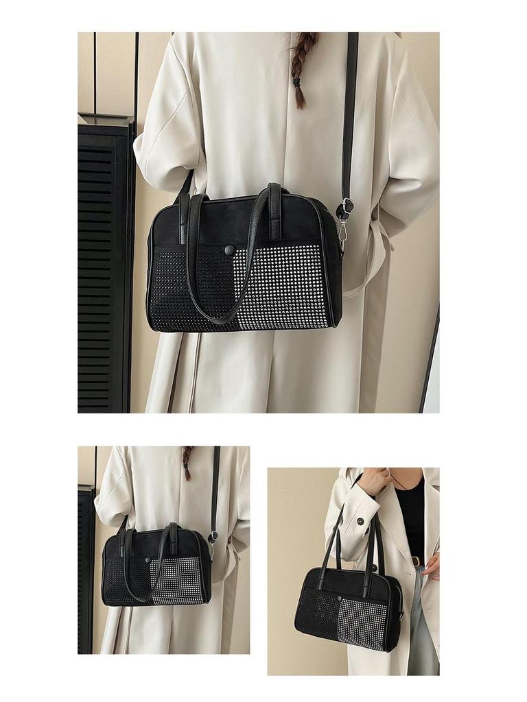 2025 Retro Strass Damen Tote: Schultertasche mit großem Fassungsvermögen für Herbst/Winter für Arbeit & Pendeln