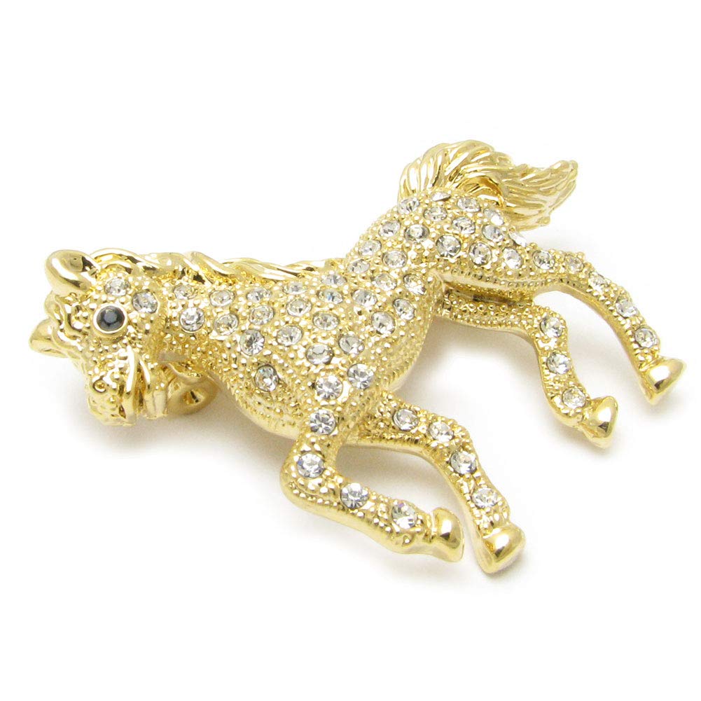 Brooch Horse Thoroughbred Lapel Pin for Women and Wedding KS52003 Men, (Gold)