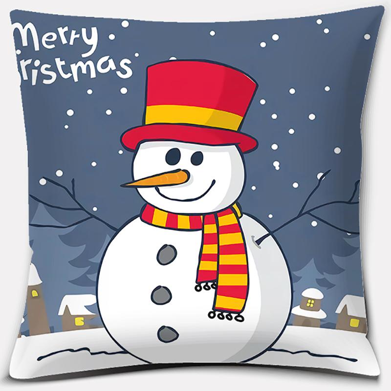 Christmas Gifts, Santa Claus, Deer, Christmas Greetings, Merry Christmas Series Pattern Pillowcase Party Pillowcase Decoration