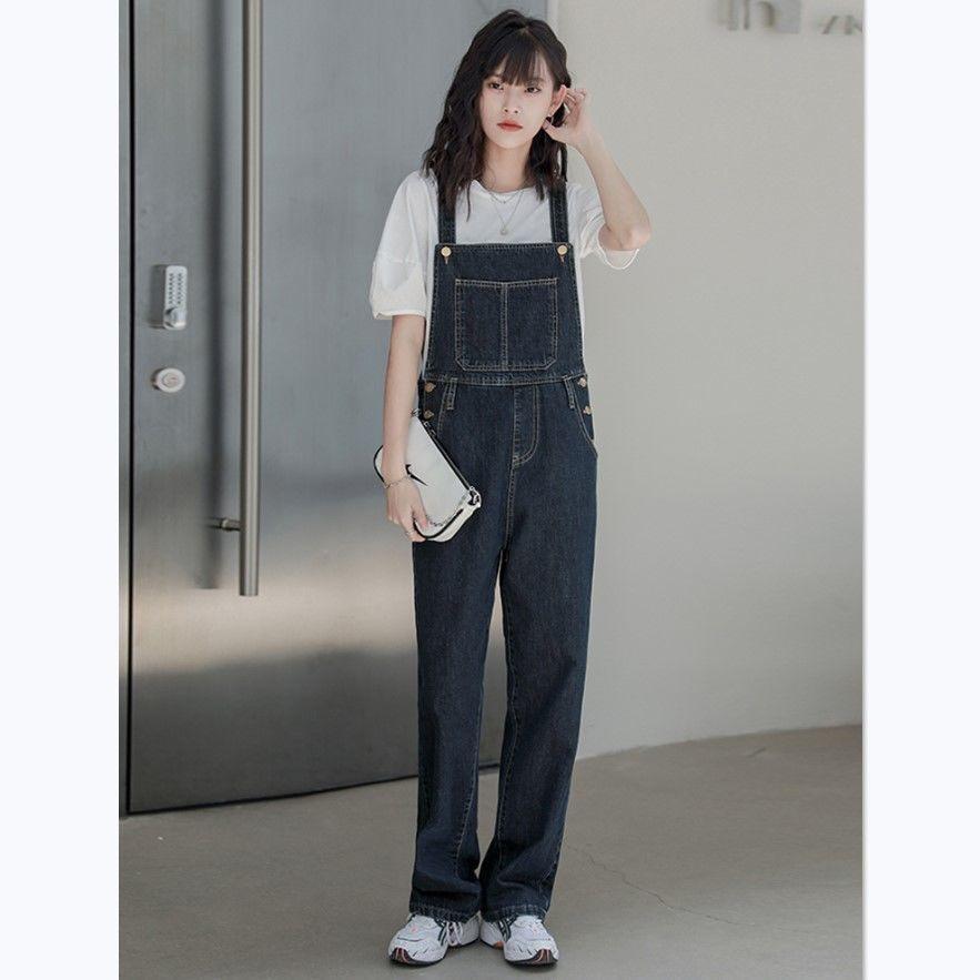 Women s Retro High-Waist Denim Overalls - Petite Wide-Leg Style for Spring & Autumn 2026 XS