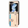 Wallet Case With Card Holder & Wrist Strap for Samsung Galaxy Z Flip 6 5 4 3 2 Flip6 Flip5 Flip4 Flip3 Flip2 5G PU Leather Cover