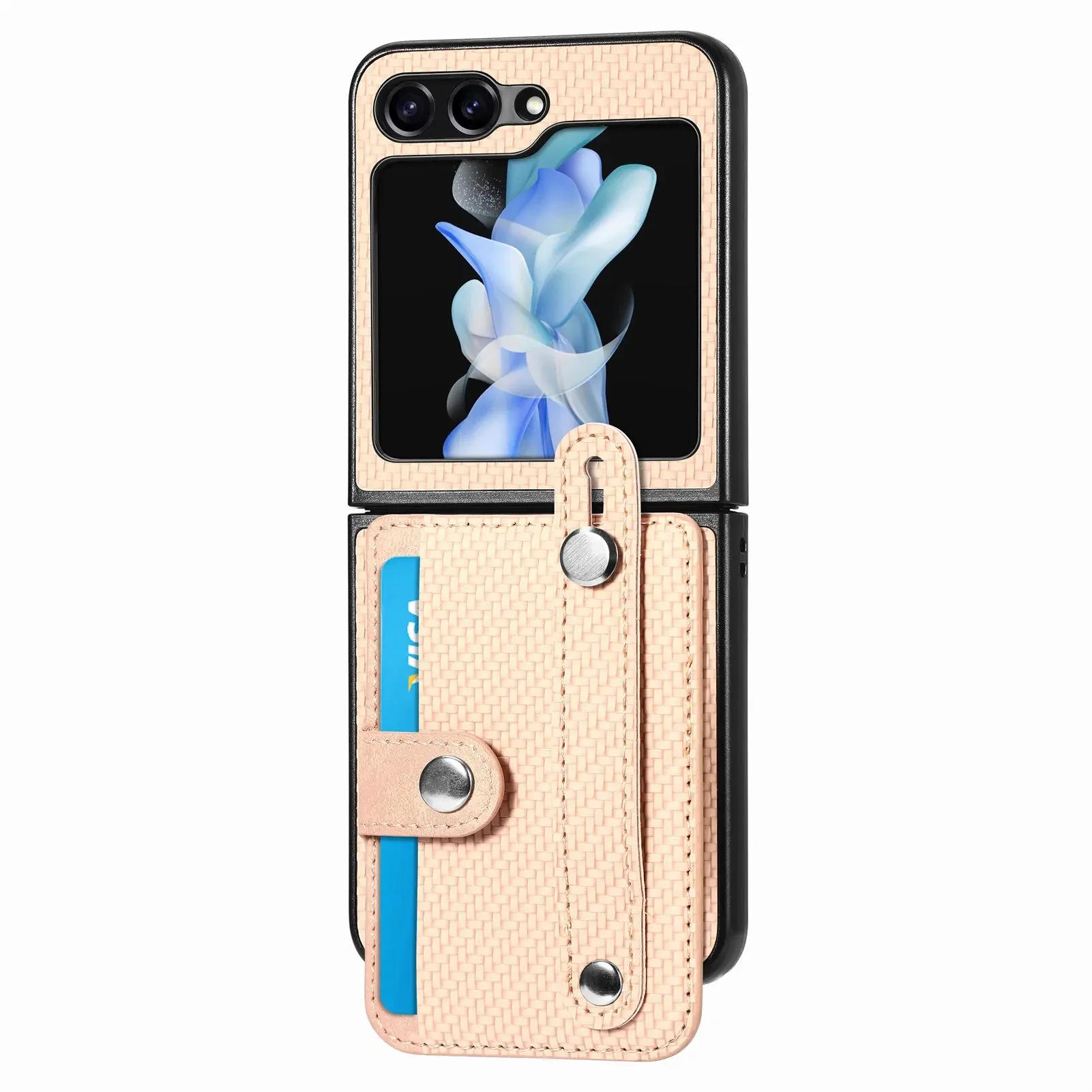 

Чехол-кошелек с держателем для карт и ремешком на запястье для Samsung Galaxy Z Flip 6 5 4 3 2 Flip6 Flip5 Flip4 Flip3 Flip2 5G Чехол из ПУ кожи For Galaxy Z Flip 6 хаки