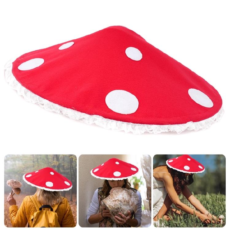 Copricapo in TNT a forma di fungo con bordino in pizzo per Costume di Halloween, Evento Cosplay e Raduno a Tema, Fotografia