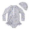 Girls Floral One Piece Swimwear with UPF Sun Protection Quick Dry for Toddlers
