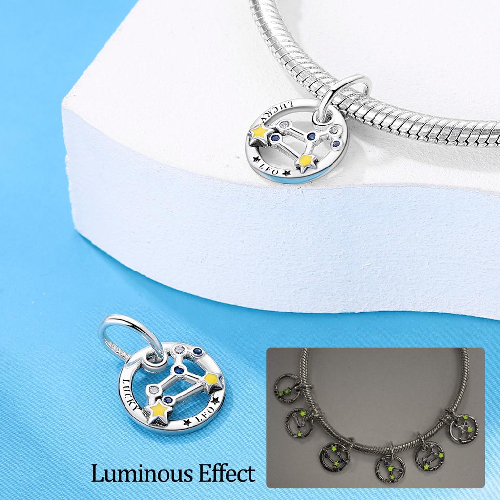 S925 Sterling Silver 12 Constellation Pendant Virgo Gemini DIY Jewelry Accessories