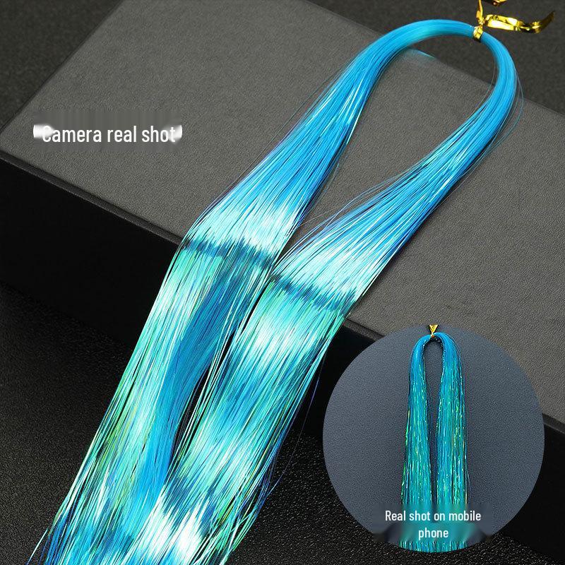 Gold Laser Tinsel Hair Extensions - Shiny Metal Wire, Colorful and Seamless.