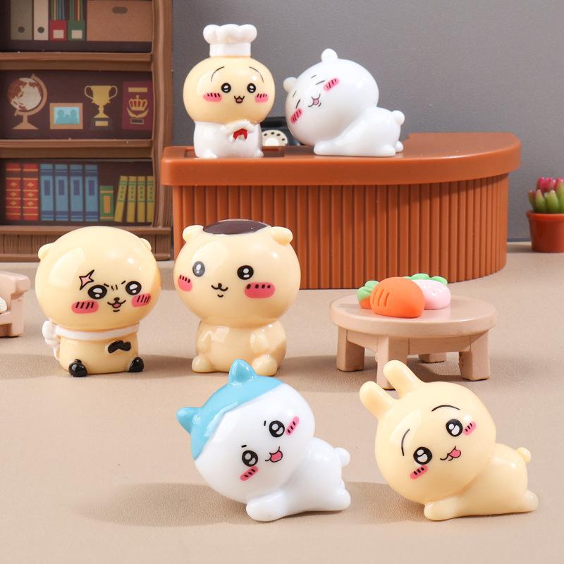 Cartoon Cute Mini Chiikawa Figurines  Miniature Desktop Car Ornament Crafts Diy Decoration Accessories Children Gifts