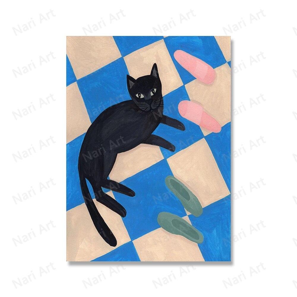 Funny Cats Posters Don't Wake French Cat Canvas Painting Cartoon Animals Wall Art Print Pictures for Living Room Home Decoration No Frame