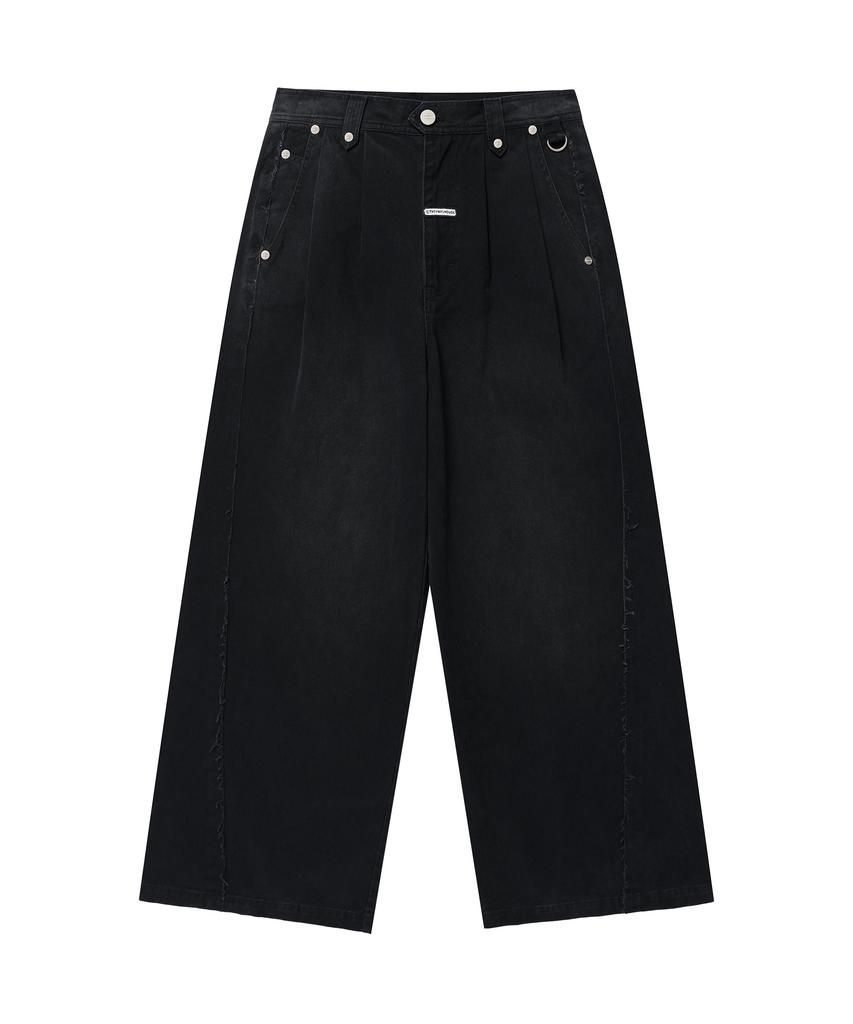 THEVINYLHOUSE Sag Wide Belted Pants Black