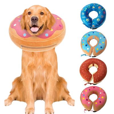 Coleira inflável para animais de estimação ajustável para cães após a cirurgia, coleira de donut anti-mordida, anti-lambedura, cone macio para animais de estimação, para pontos, feridas, erupções cutâneas