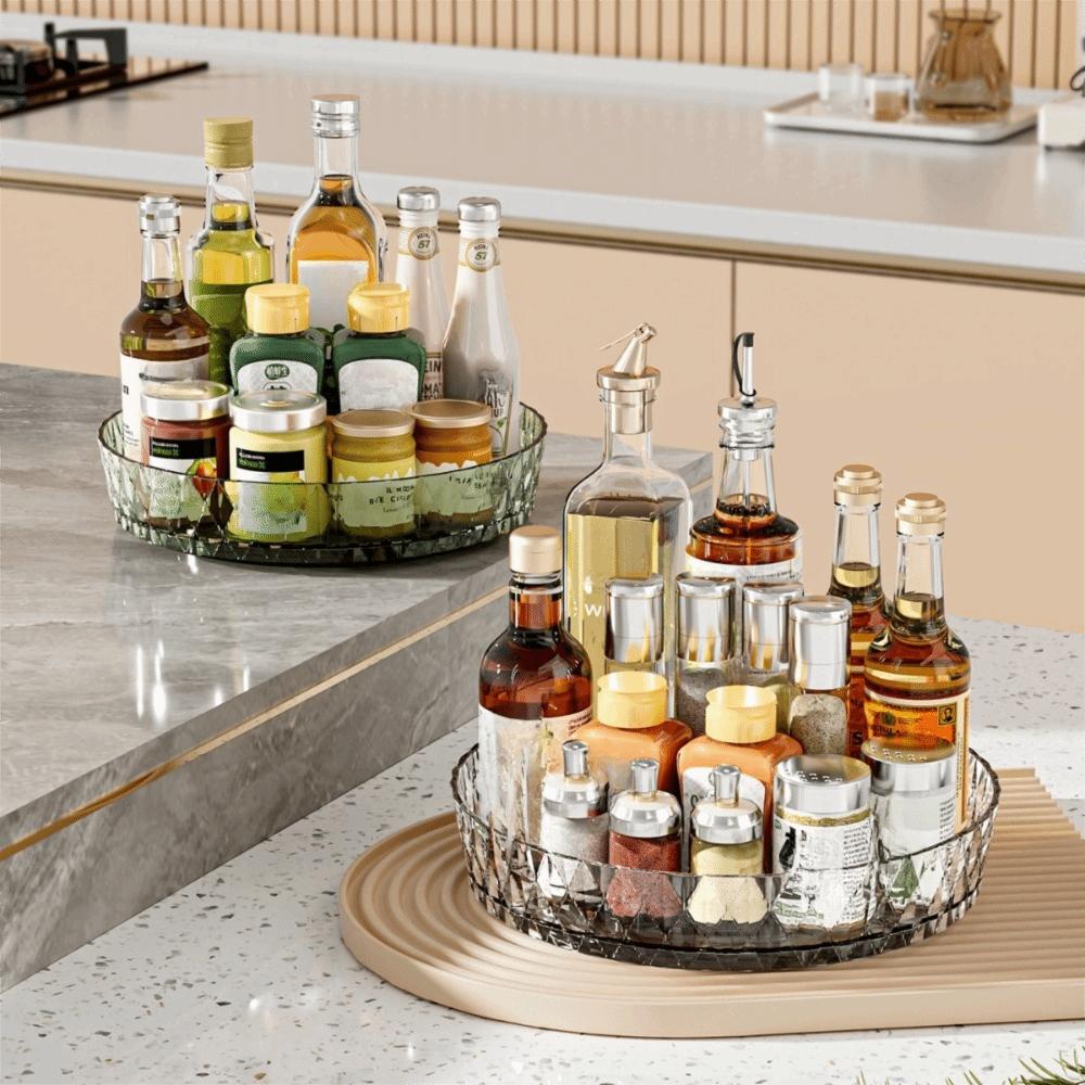 Round Cosmetic Storage Rotating Tray Turntable Desktop Storage Tray Living Room