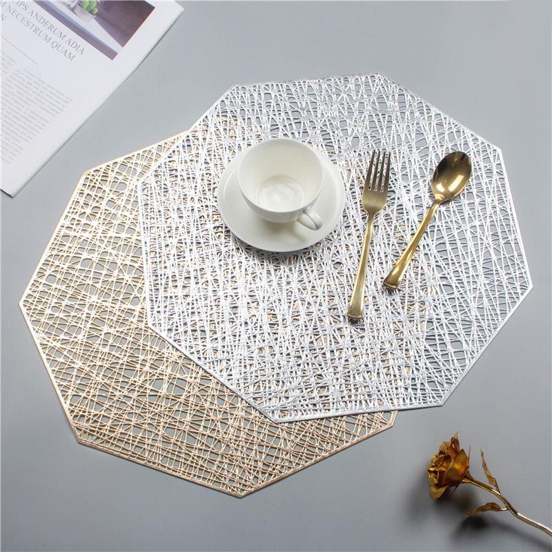 

Insulated and Waterproof Placemat, Western Style, Pvc, Hollow Out, Non Slip Dining for Home Use, Table Mat, Ins Style, Octagonal, Creative Decoration