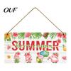 Holiday Decoration for Home Summer Wooden Hanging Sign, Beach Theme Welcome Sign Front Door Decor with Wall Rope, Colorful Hanger Seasonal Farmhouse
