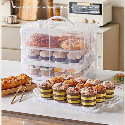 1/2 Etagen Cupcake-Träger Transparentes Rechteck Cupcake Aufbewahrungsbox mit Deckel und Griff 12/24 Fächer Cupcake Behälter Party
