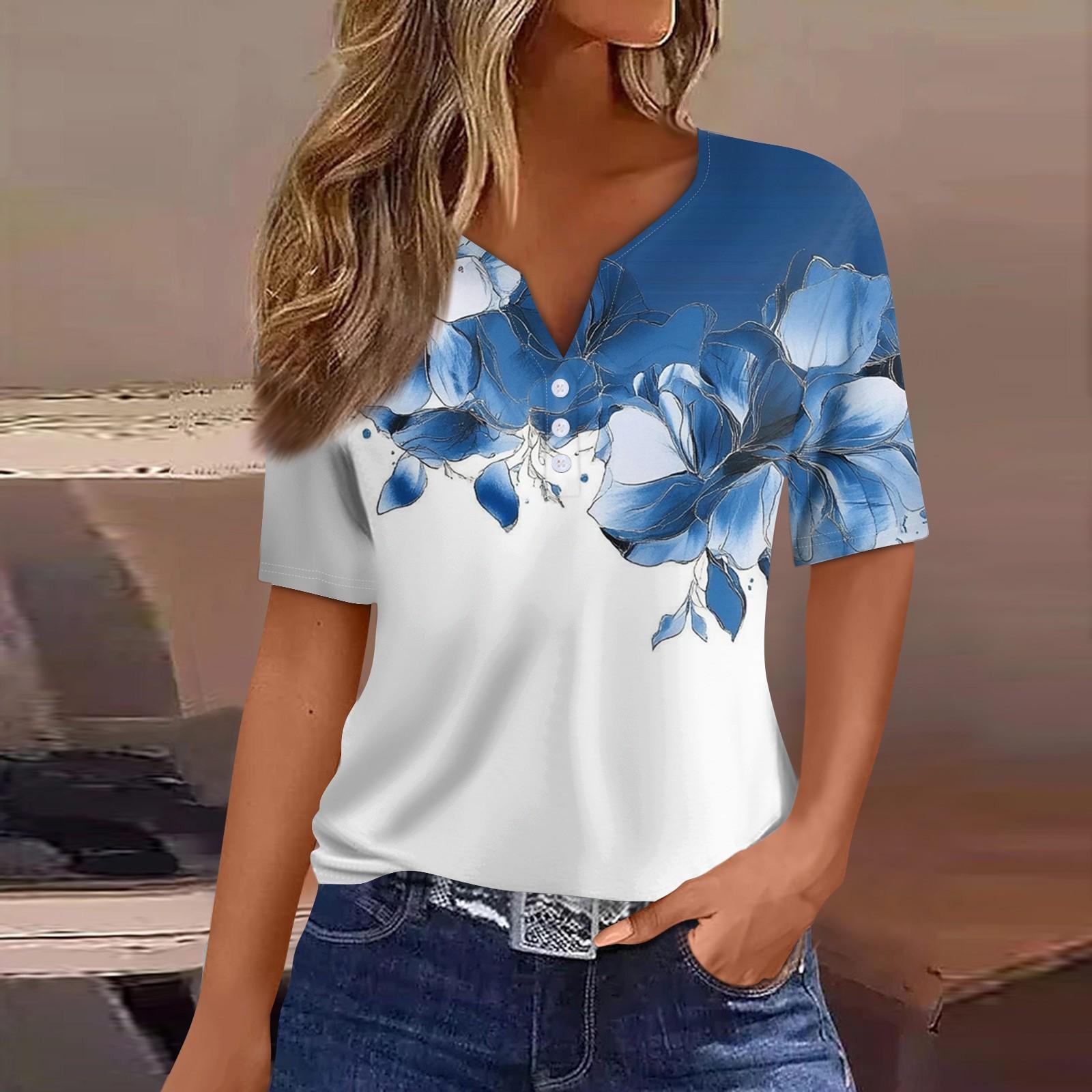 

Женская повседневная футболка с v-образным вырезом и короткими рукавами, декоративная футболка на пуговицах, топ M
