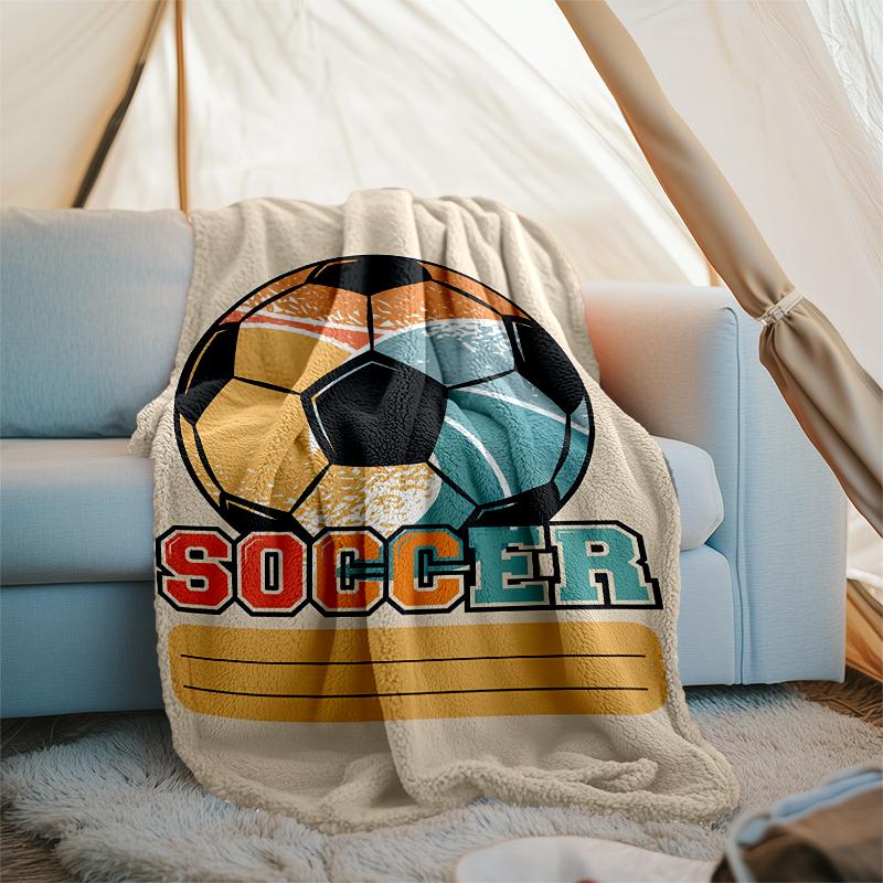 Soccer Theme Printed Blanket - Perfect for Couch, Bed, Travel & Outdoor Use | Machine Washable, Cozy & Durable.