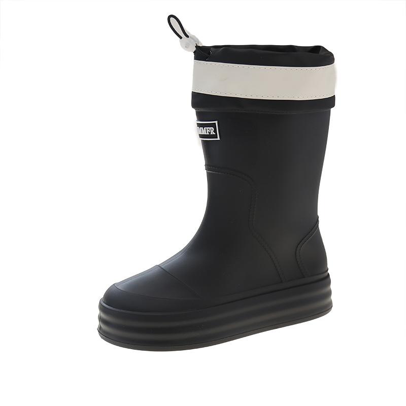 New Bundle Rain Shoes Women's Fashion Outer Wear Water Shoes Thick-soled Waterproof and Non-slip Work Shoes Rubber Shoes Medium Tube Rain Boots