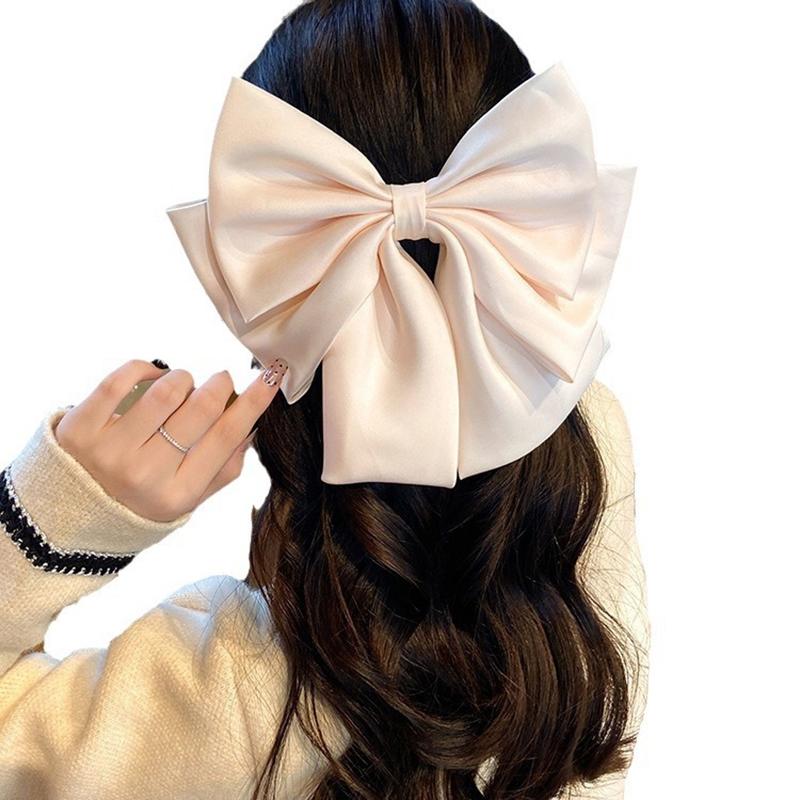 Damen Satin Schleife Haarnadel Pferdeschwanz Clip Schleife Band Federklemme Temperament Accessoires Koreanische Mode Elegant