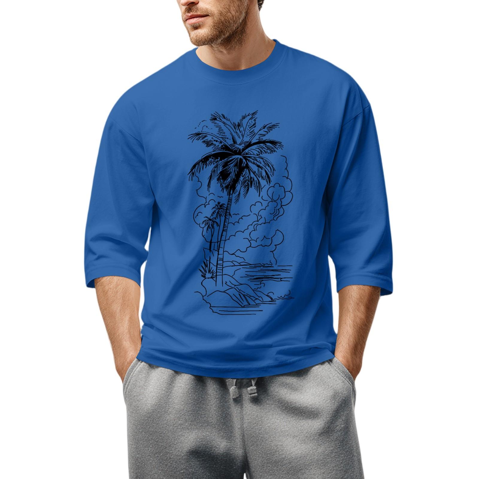 

Мужская повседневная модная футболка с круглым вырезом и рукавом три четверти S синий