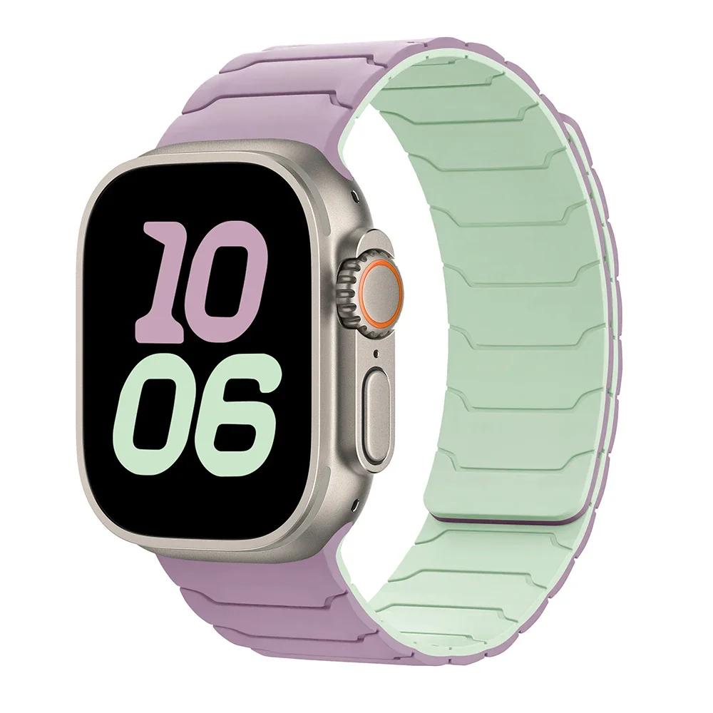 Strap For Apple Watch Ultra 2 Band 49mm 44mm 45mm 40mm 42mm 46mm 41mm 38mm Magnetic Silicone Bracelet IWatch Series 10 SE 9 8 7