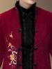 Retro Embroidered Velvet Cheongsam Coat for Middle-Aged and Elderly: Stylish & Versatile Autumn/Winter Outerwear