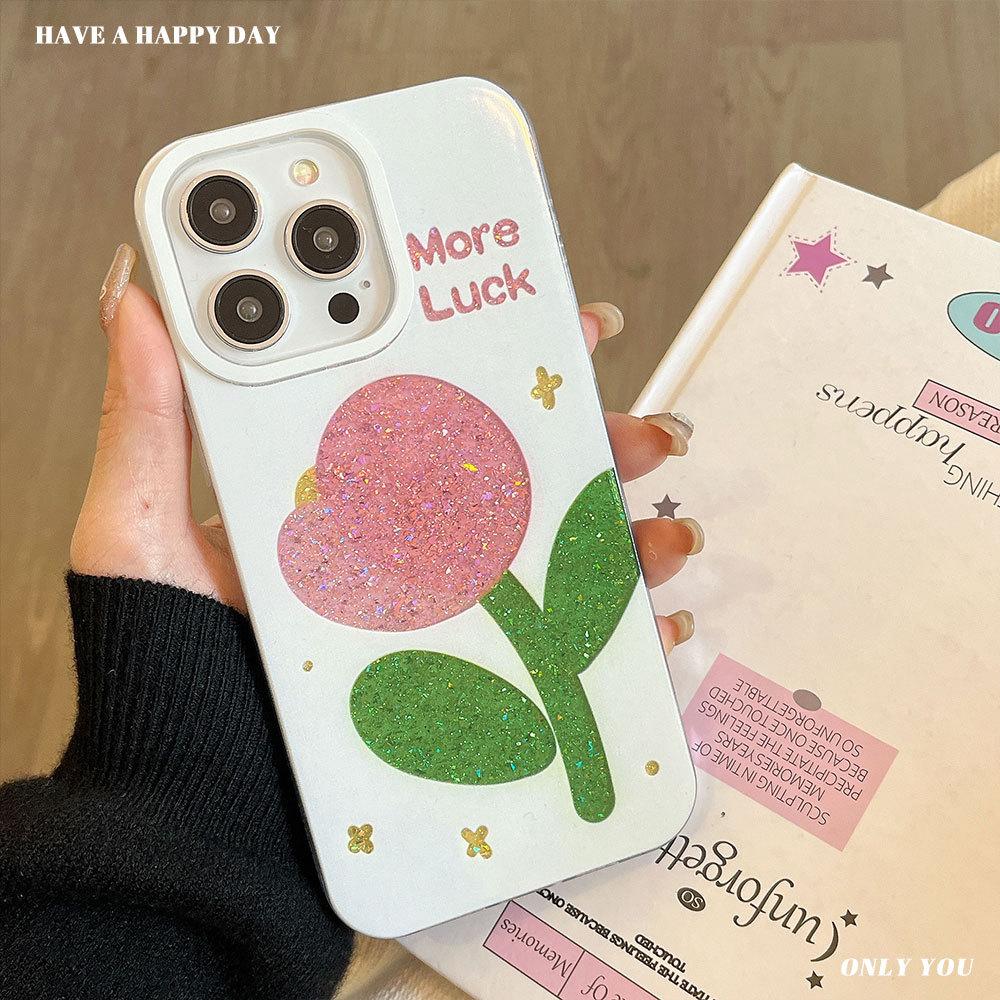 Glitter Tulips Suitable for Apple 16pro Mobile Phone Case IPhone 15 Protective Case 14 Niche High End Sense 13pro