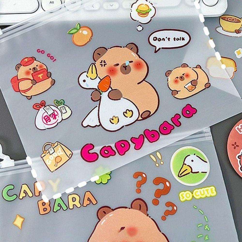 PVC Testpapier Aufbewahrungstasche Transparent Schulsachen Neu Capybara Aktentasche Schüler
