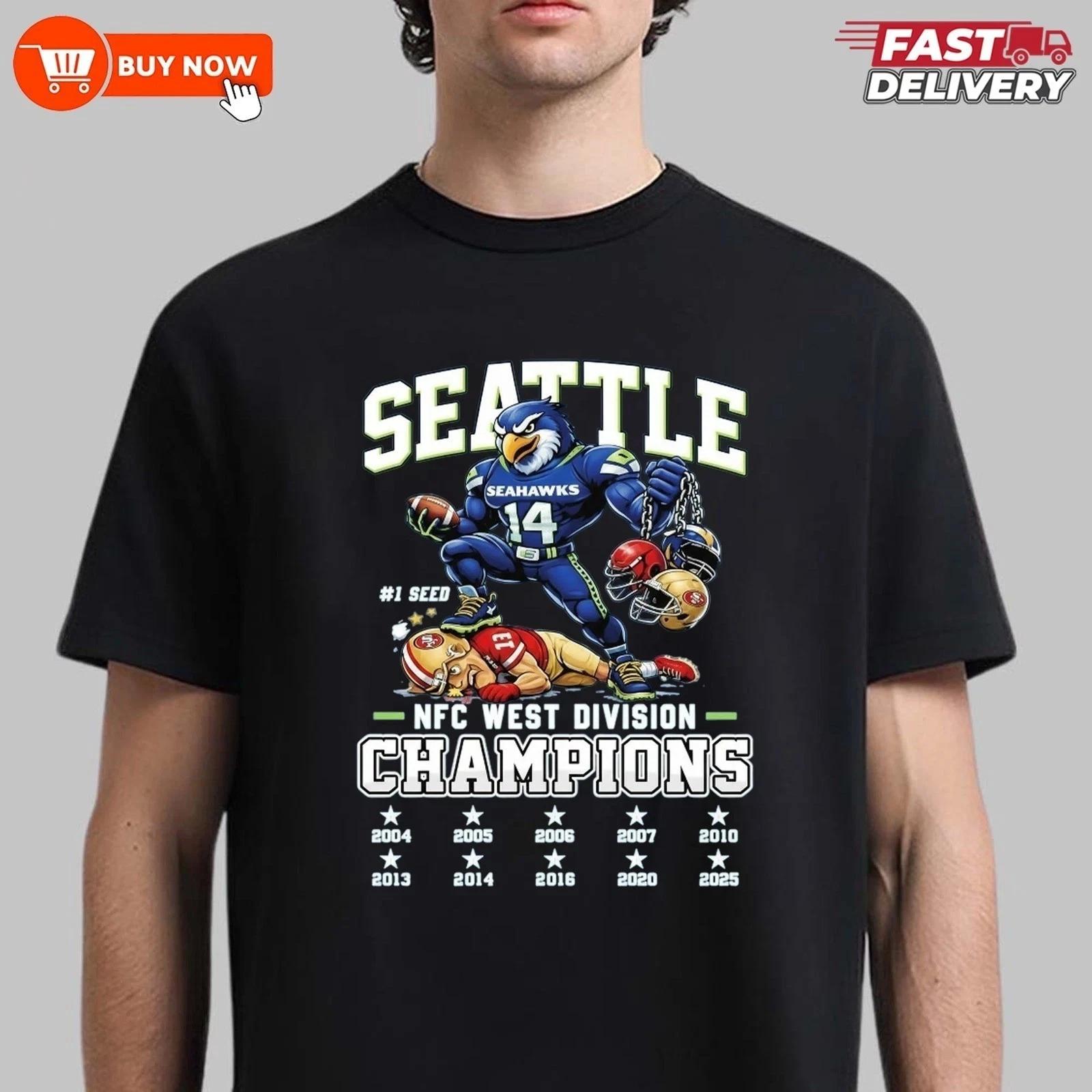 Seattle Seahawks NFC West Division Champions 2025 TShirt 2XL