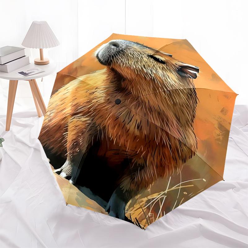 Capybara Themed Travel Umbrella 8 Ribs Automatic Opening and Closing,Portable Folding Design,Compact and Stylish Umbrella Suitable for Out