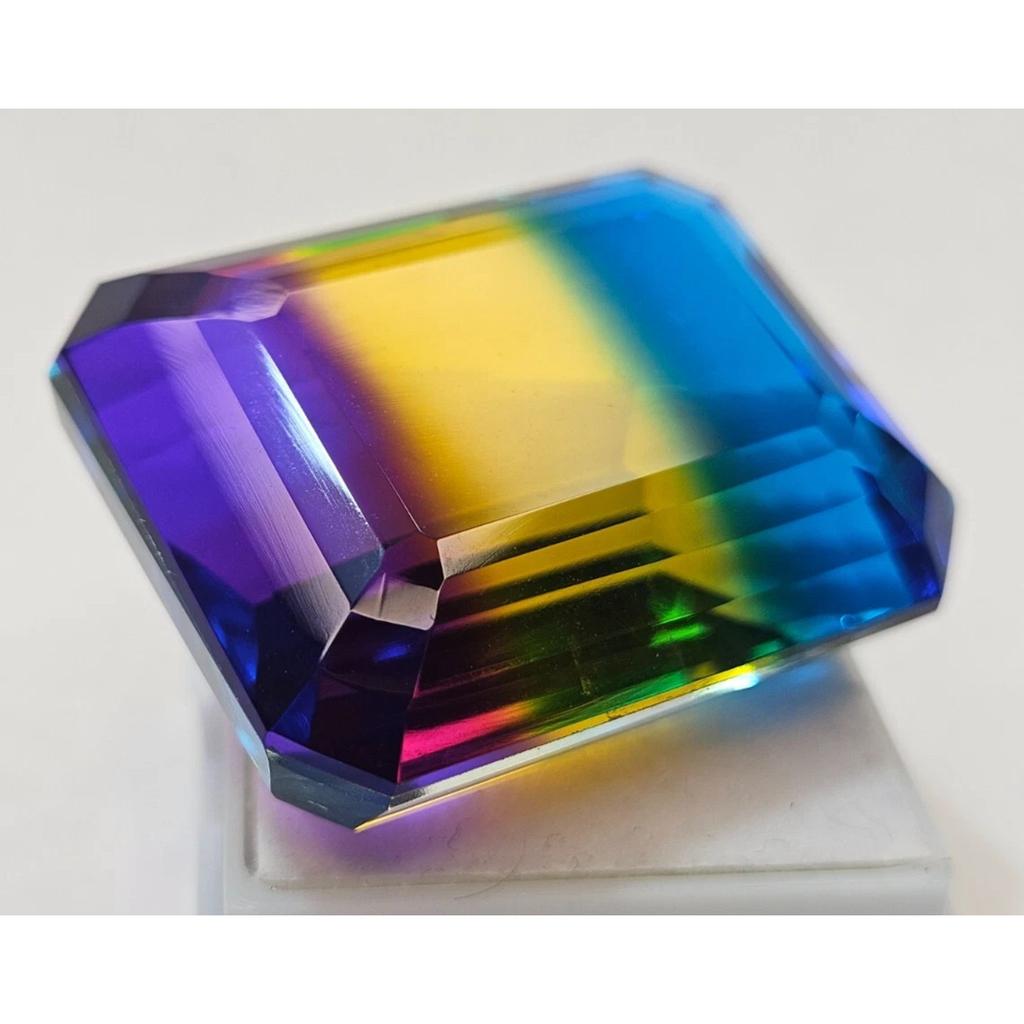 Certified Natural Tourmaline Bi-Color Emerald Cut 100+ Ct Fabulous Gemstone