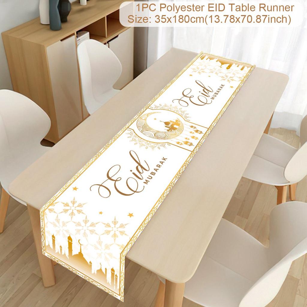 Ramadan Decor Table Runner EID Mubarak Decoration 2024 For Home Tablecloth Ramadan Kareem Islamic Muslim Party Eid Al Adha Gifts