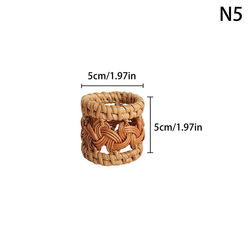6 Type Woven Handmade Napkin Ring Woven Rustic Natural Napkin Ring Holder Table Decor Wooden Easter Rattan Napkin Ring Buckle
