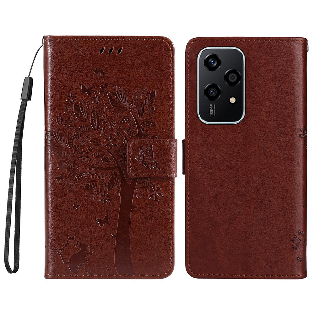 For Honor 200 Lite Phone Case with Stand Cat Tree Pattern Leather Wallet Mobile Cover